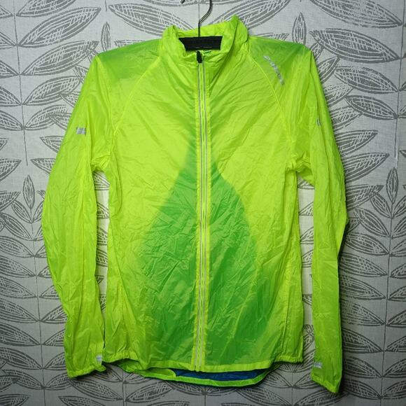 Brooks Windbreaker Running Jacket Rip Stop Neon green blue - Picture 1 of 11